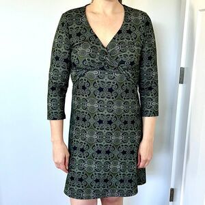 MOVING SALE Prana Faux Wrap Comfort Stretch Jersey Dress Graphic